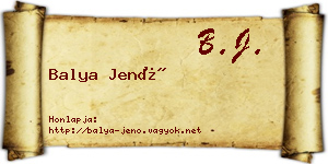 Balya Jenő névjegykártya